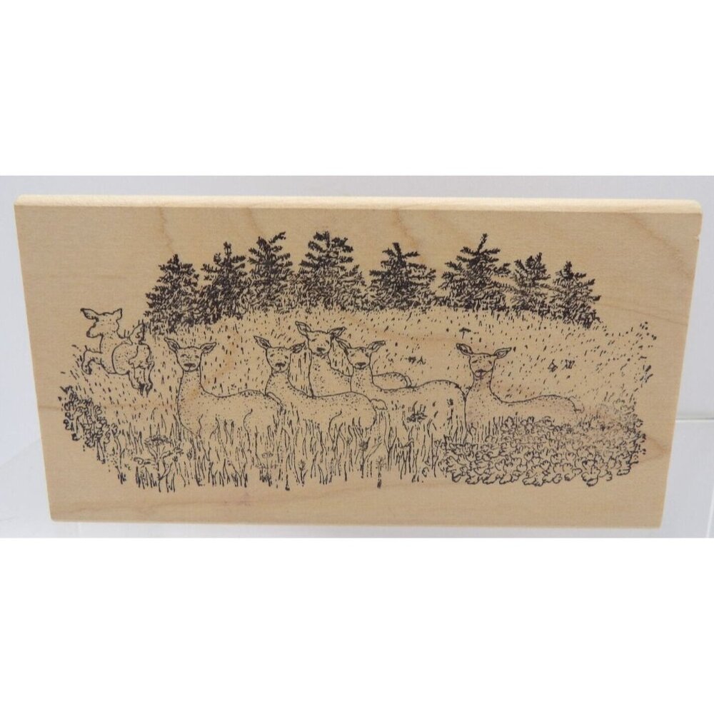 Herd of Deer Stamp in the Field by Portfolio #K-485 Wildlife